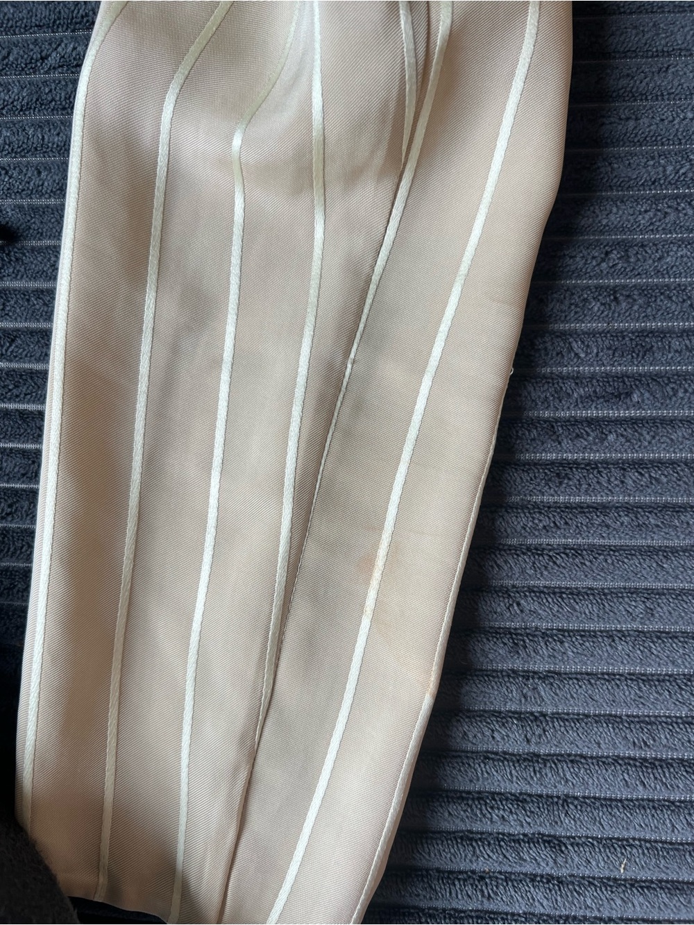 KHAITE Cream Pinstripe Puff-Sleeve Peplum Top - Picture 10 of 10